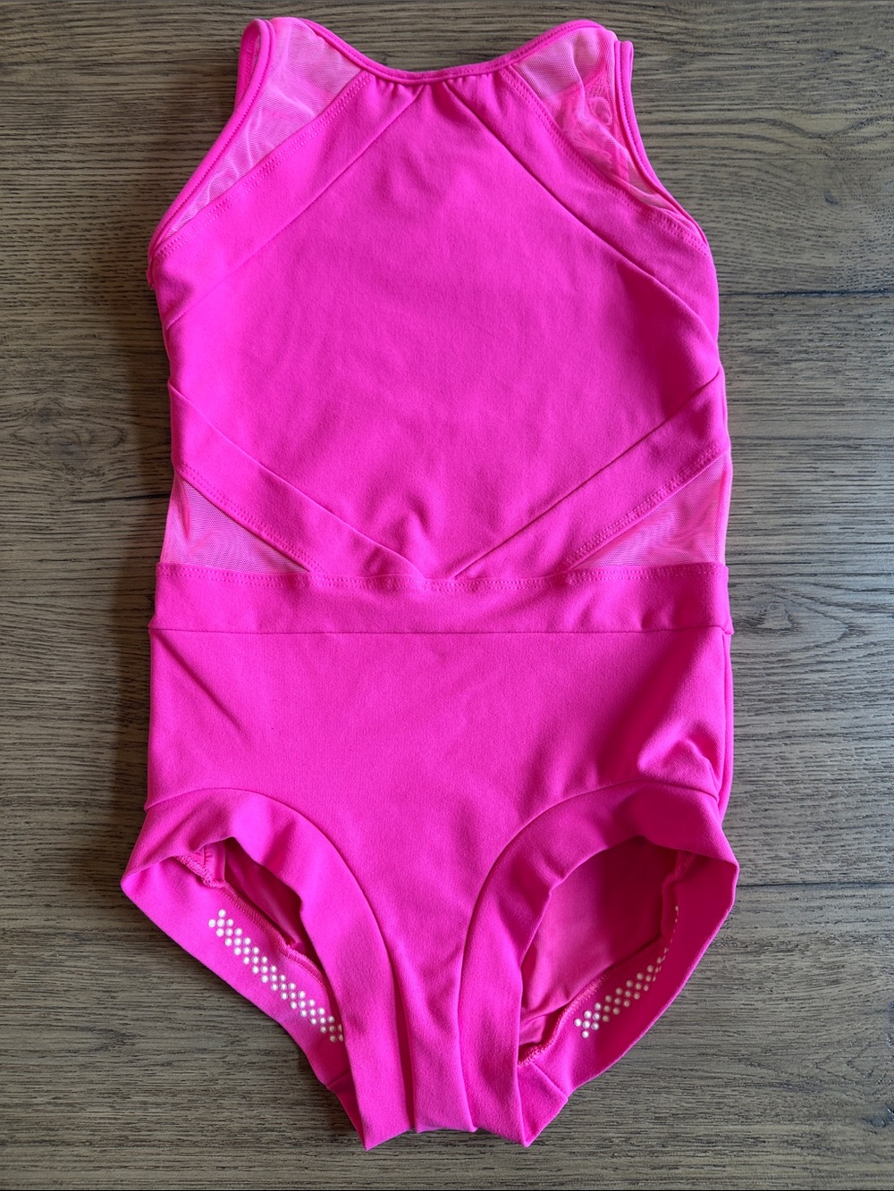 Girls' Bright Pink Dance Leotard with Mesh Accents
